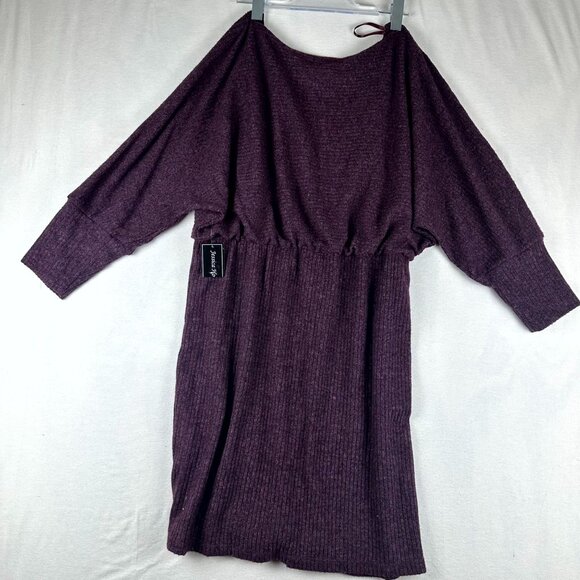 Jessica Howard Missy Women's Blouson Mini Sweater Dress JH1M2368 Purple Size 16 - Picture 3 of 7